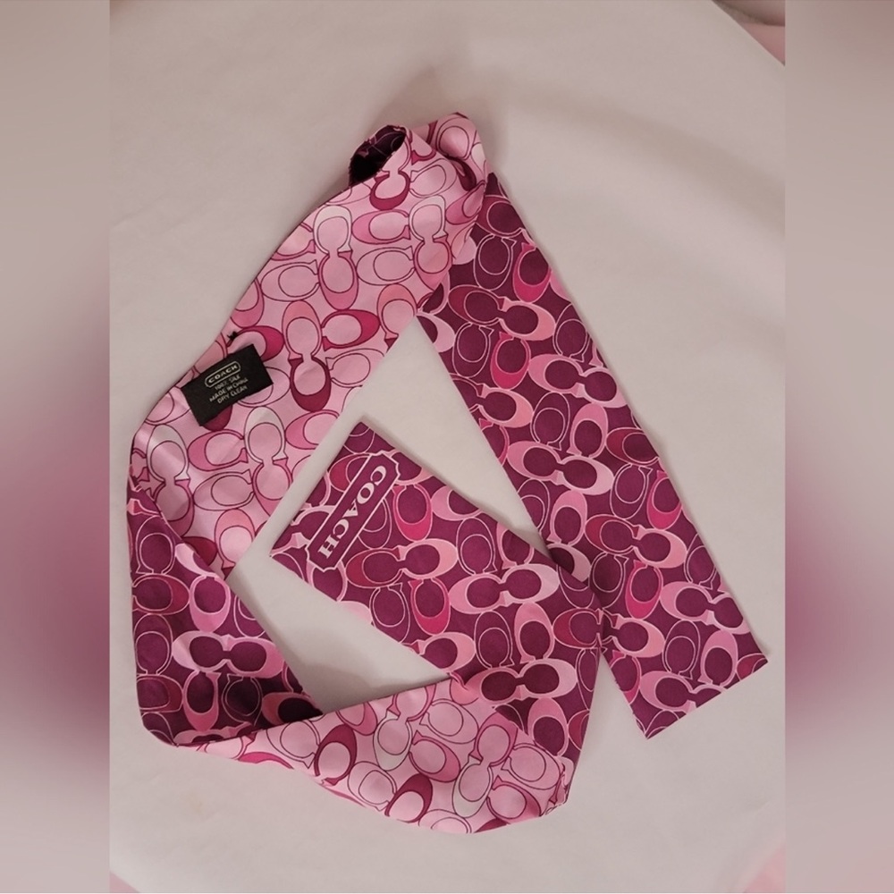 Coach Pink Heart Pattern Scarf